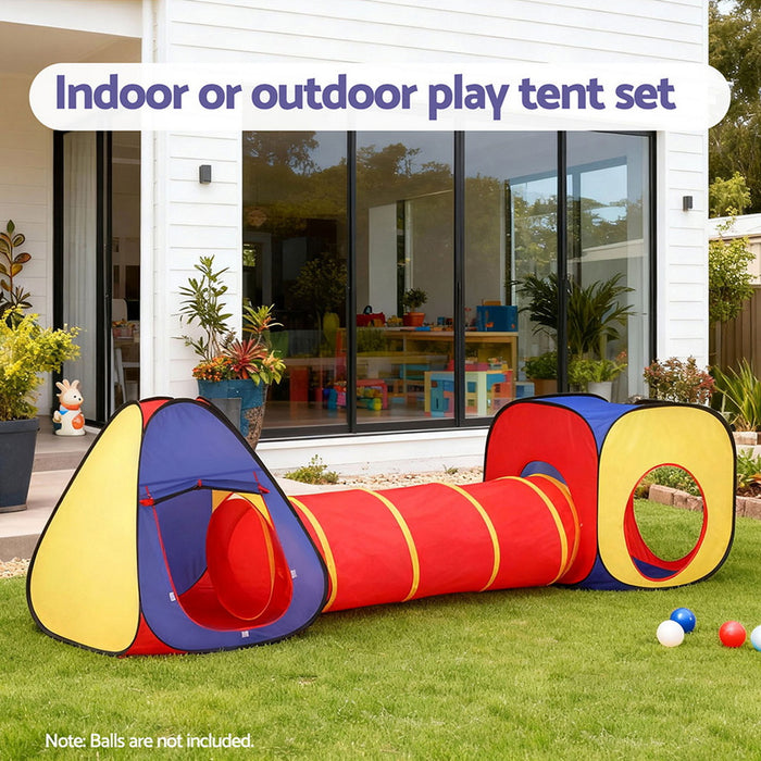 Keezi Kids Play Tent Pop Up Playhouse | Teepee Castle & Tunnel