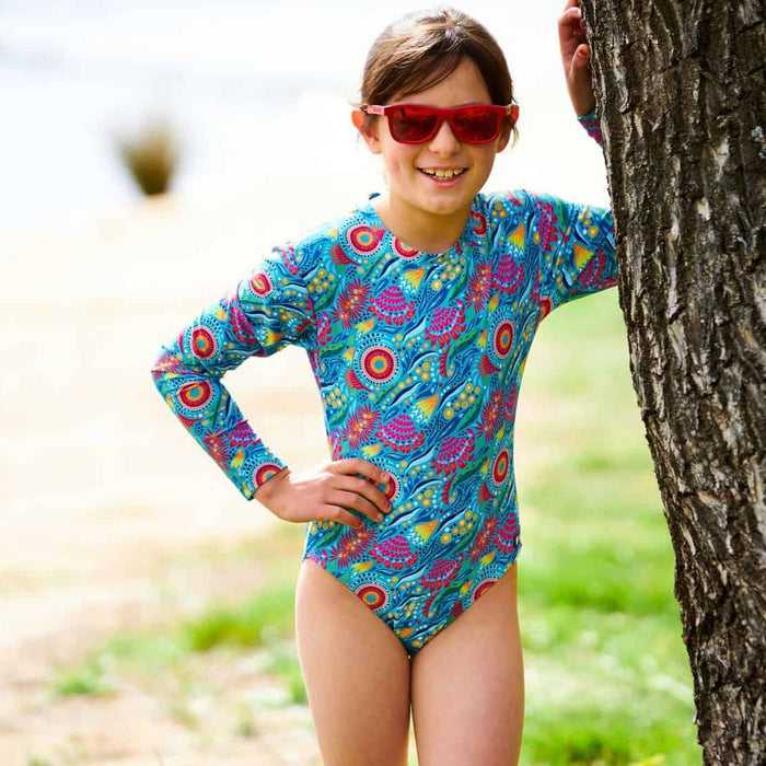 Girls Long Sleeve Swimsuit | Bush Blooms