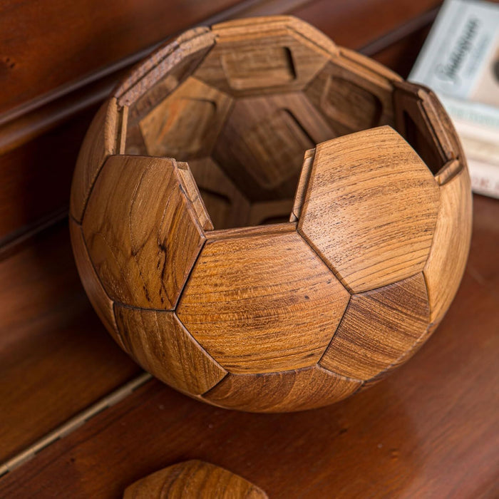 Handcrafted Wooden Football Puzzle – 3D Soccer Ball Assembly Kit