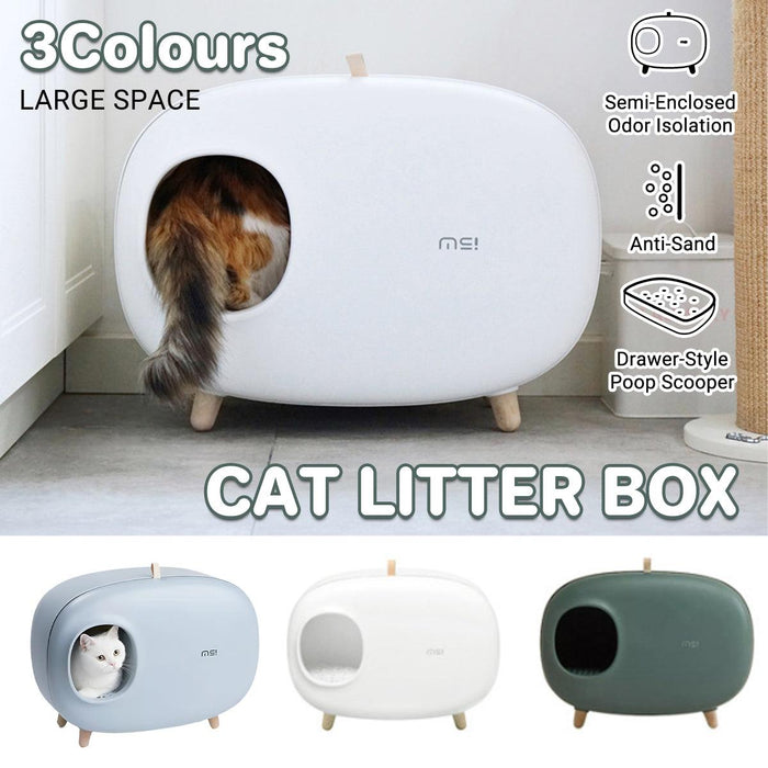 Makesure Cat litter Box Cat Litter Tray - White