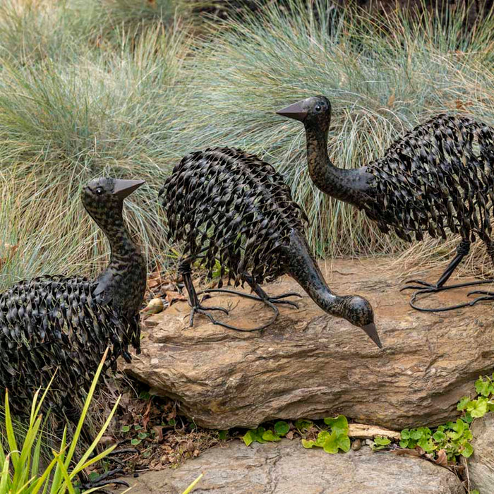 Set 3 Emu Chicks Garden Statues Assorted 28x46cm