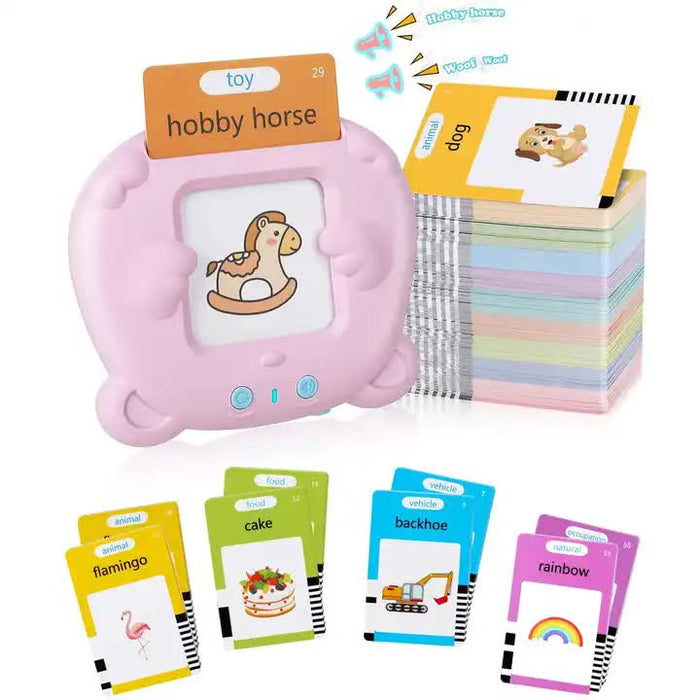 Pink Bear-Shaped Early Education Card Reader - Interactive Learning Toy with 510 Flashcards for Kids