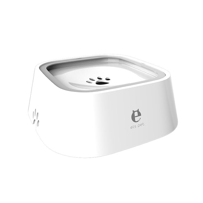 Els Pet | Pet Water Bowl for Dogs and Cats - 1L Capacity, Splash-Proof and Anti-Wet Mouth Design - White