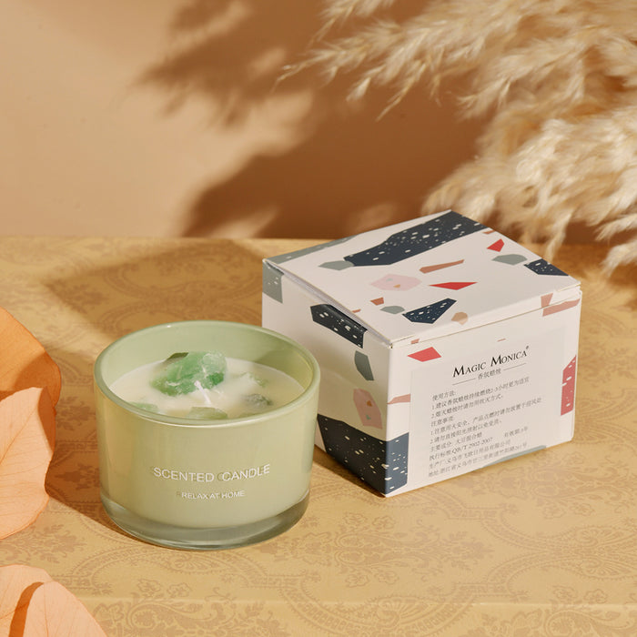 Scented Candle - 3 PCS (Gardenia) Macaron Crystal Stone