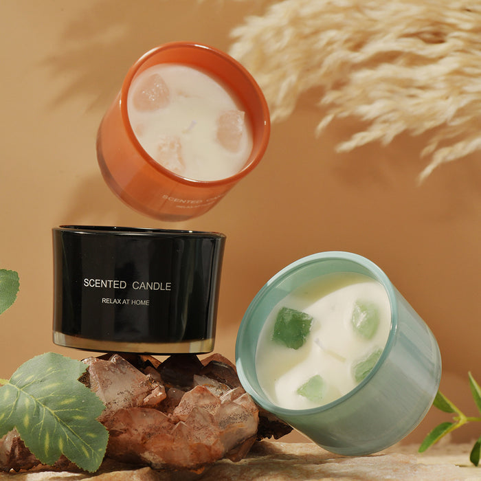 Scented Candle - 3 PCS (Gardenia) Macaron Crystal Stone