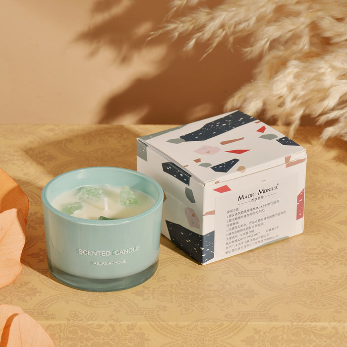 Scented Candle - 3 PCS (Blue bell)Macaron Crystal Stone