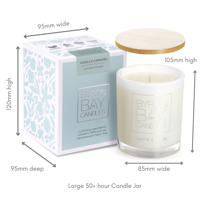 Byron Bay Candles | Large 50 Hour Scented Pure Soy Candle - Vanilla Caramel