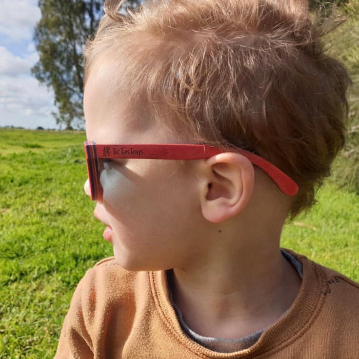 Kids Wood Sunglasses | Red