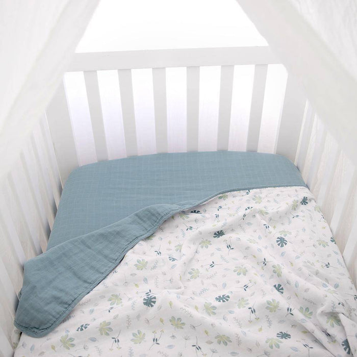 Organic Muslin Cot Blanket - Banana Leaf - Lozza’s Gifts & Homewares 