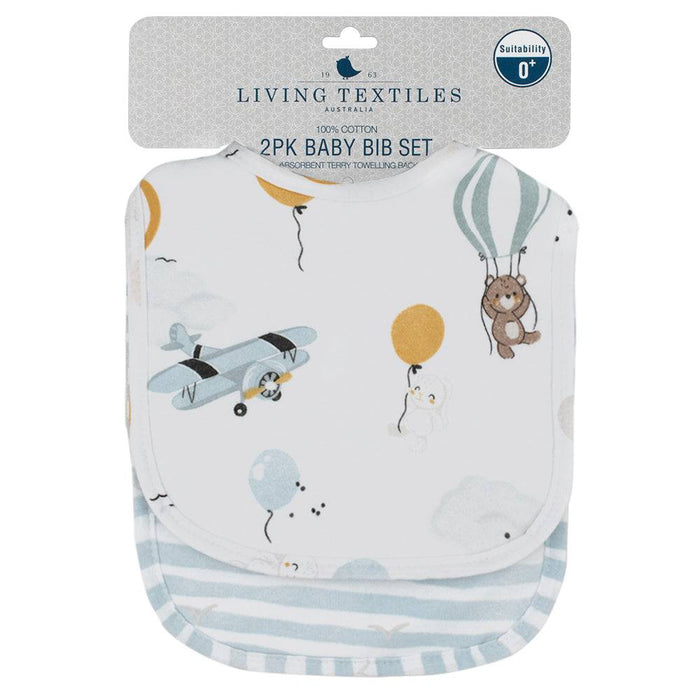 Baby Bibs - 2 Pack - Up Up & Away - Lozza’s Gifts & Homewares 