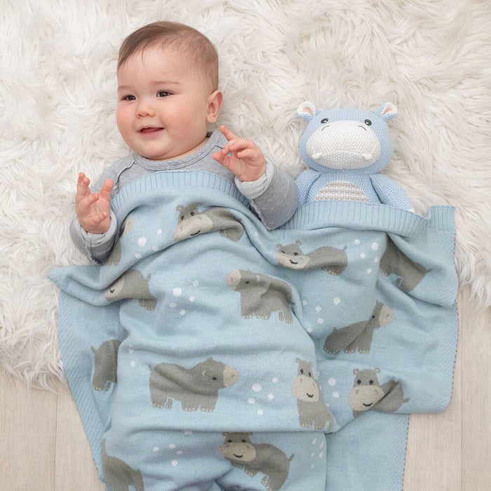 100% Cotton Whimsical Hippo Baby Blanket - Lozza’s Gifts & Homewares 