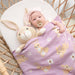 100% Cotton Whimsical Lilac Bunny Baby Blanket - Lozza’s Gifts & Homewares 