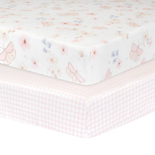 2pk Cot Fitted Sheets - Butterfly Garden - Lozza’s Gifts & Homewares 