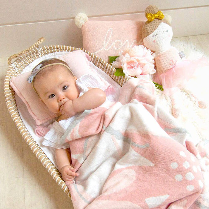 100% Cotton Knit Pram Blanket - Meadow - Lozza’s Gifts & Homewares 