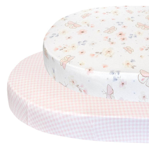 2pk Oval Cot Fitted Sheets - Butterfly Garden - Lozza’s Gifts & Homewares 