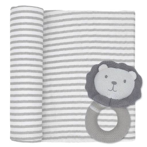 Austin the Lion Rattle & Muslin Gift Set - Lozza’s Gifts & Homewares 
