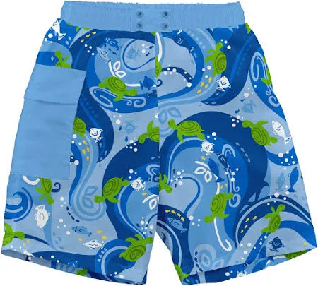 Green Sprouts® Board Shorts | Baby & Toddler Swim Shorts with Built-In Reusable Absorbent Swim Diaper – Tropical