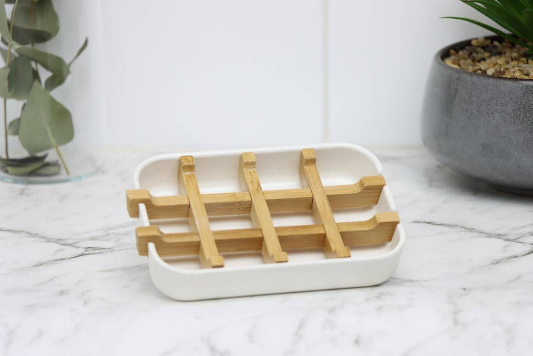 Bamboo Ecofriendly Soap Dish - Nature Rack - Natural - Lozza’s Gifts & Homewares 