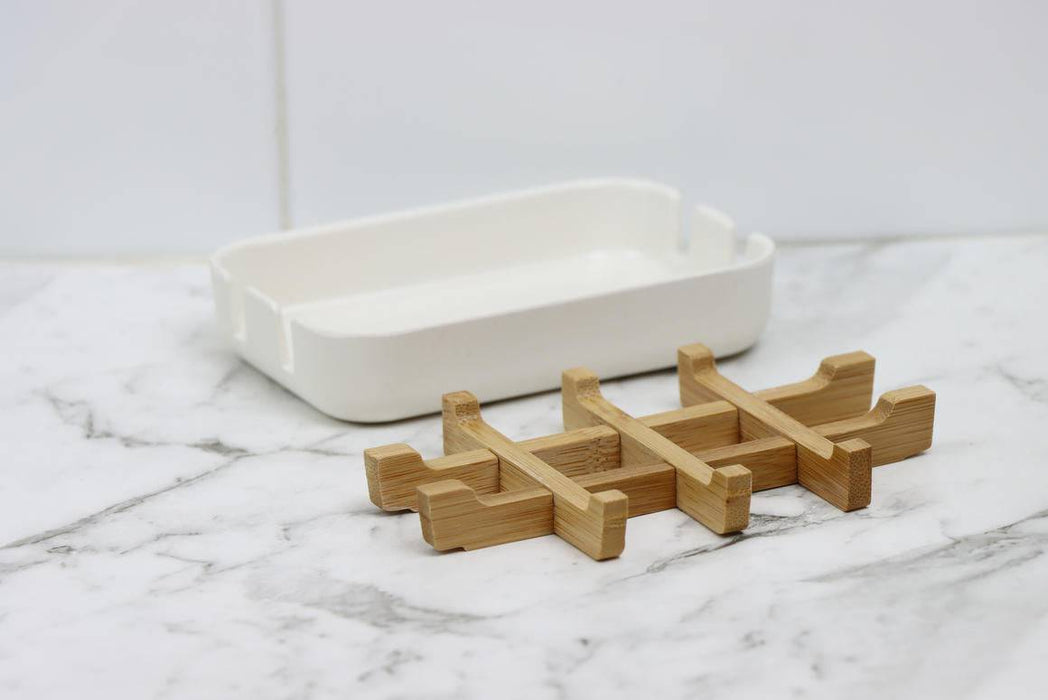 Bamboo Ecofriendly Soap Dish - Nature Rack - Natural - Lozza’s Gifts & Homewares 